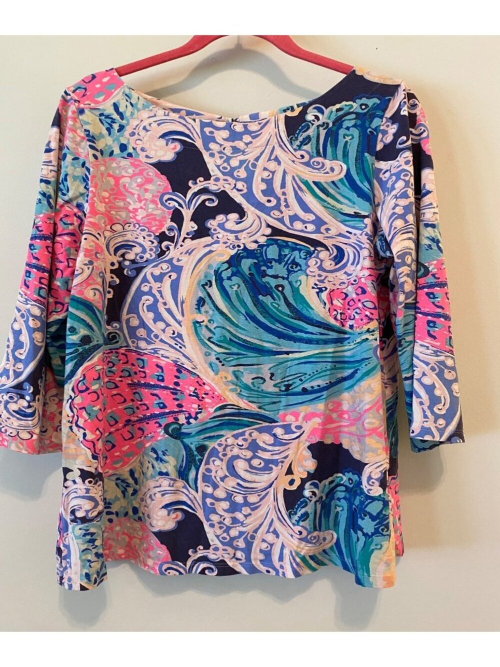 Lilly Pulitzer Womens Colorful Paisley Print 3/4 Sleeve Tunic Top Large/Medium